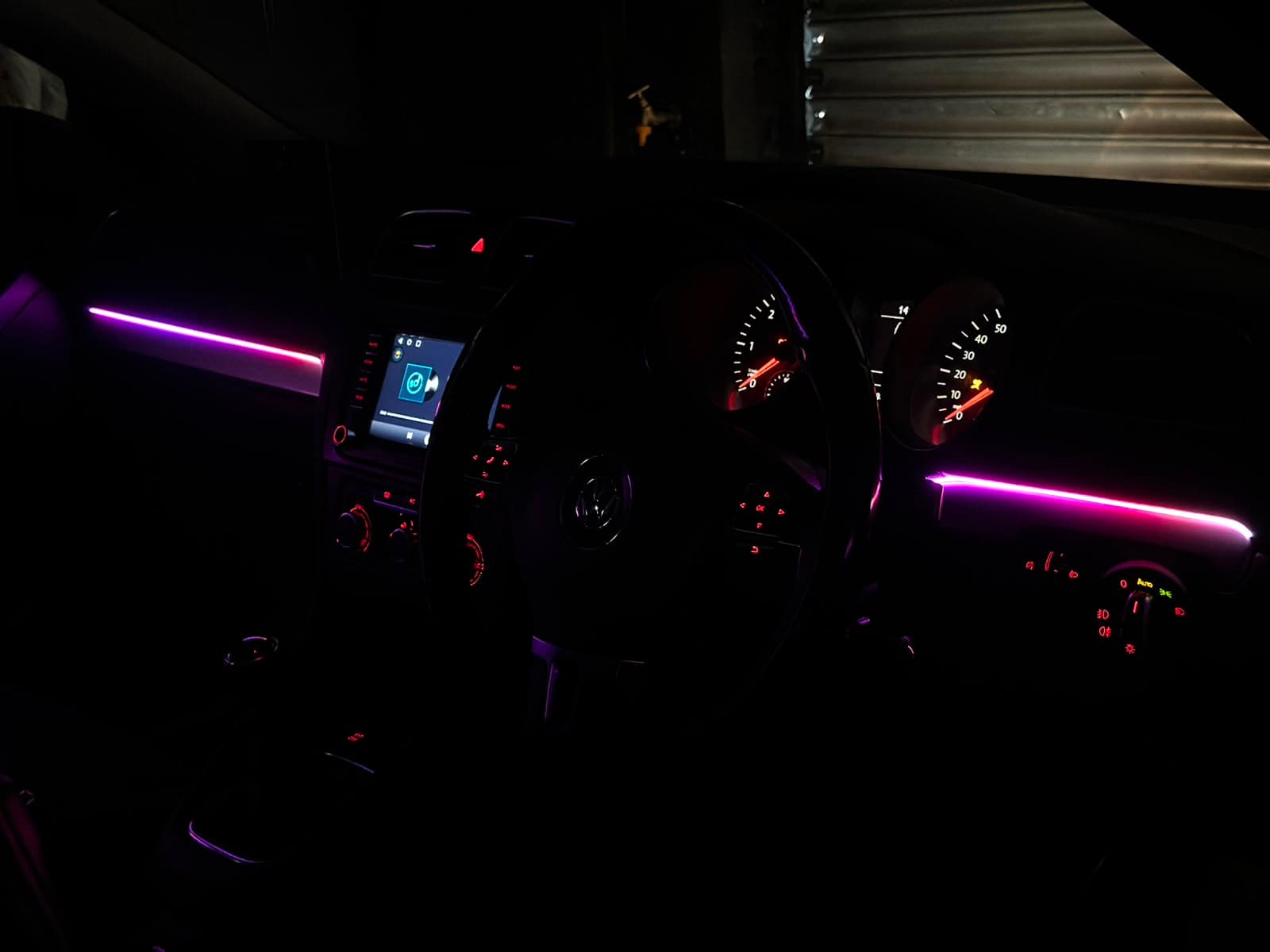 Ambient lighting fitted to a car interior