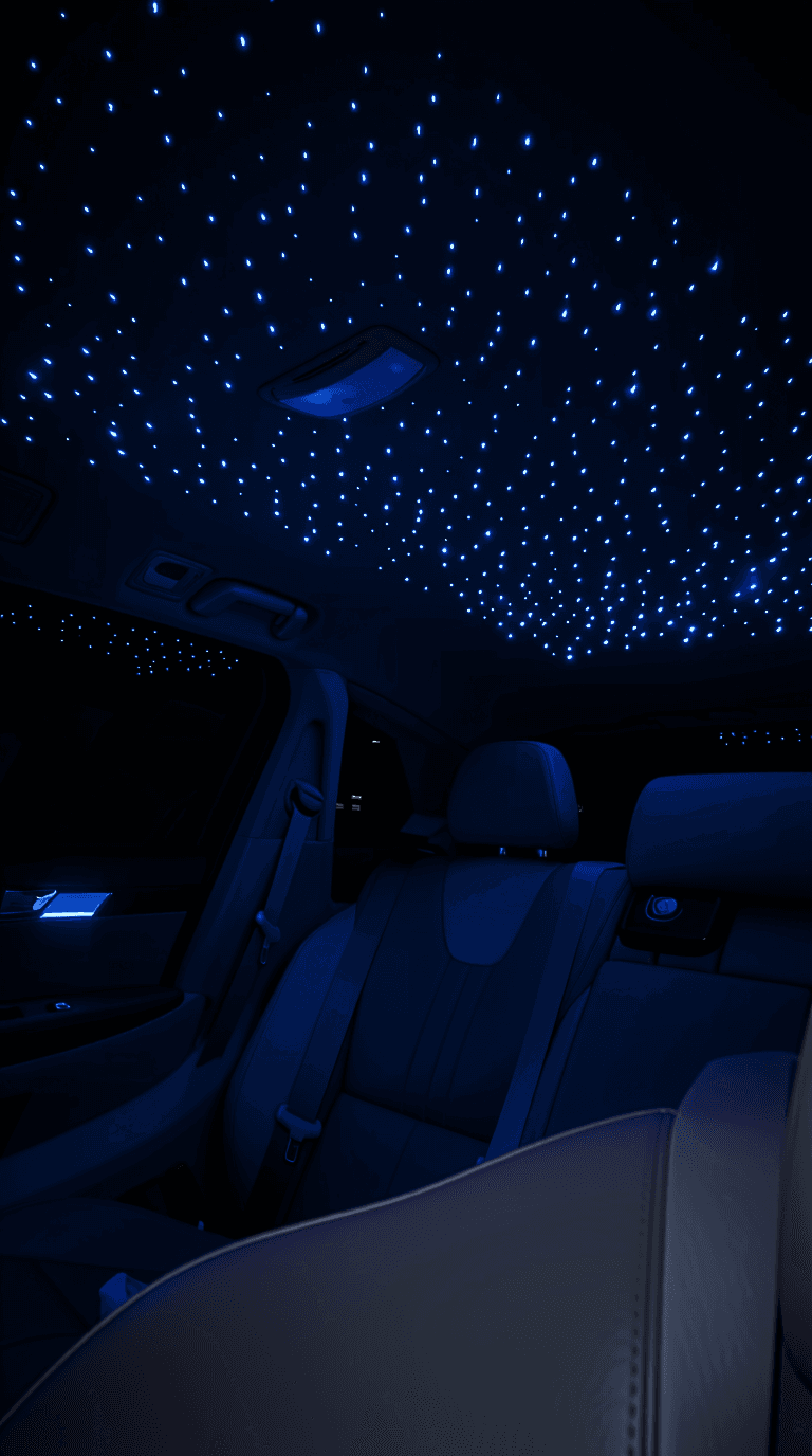 Starlight headliner spread across a car roof